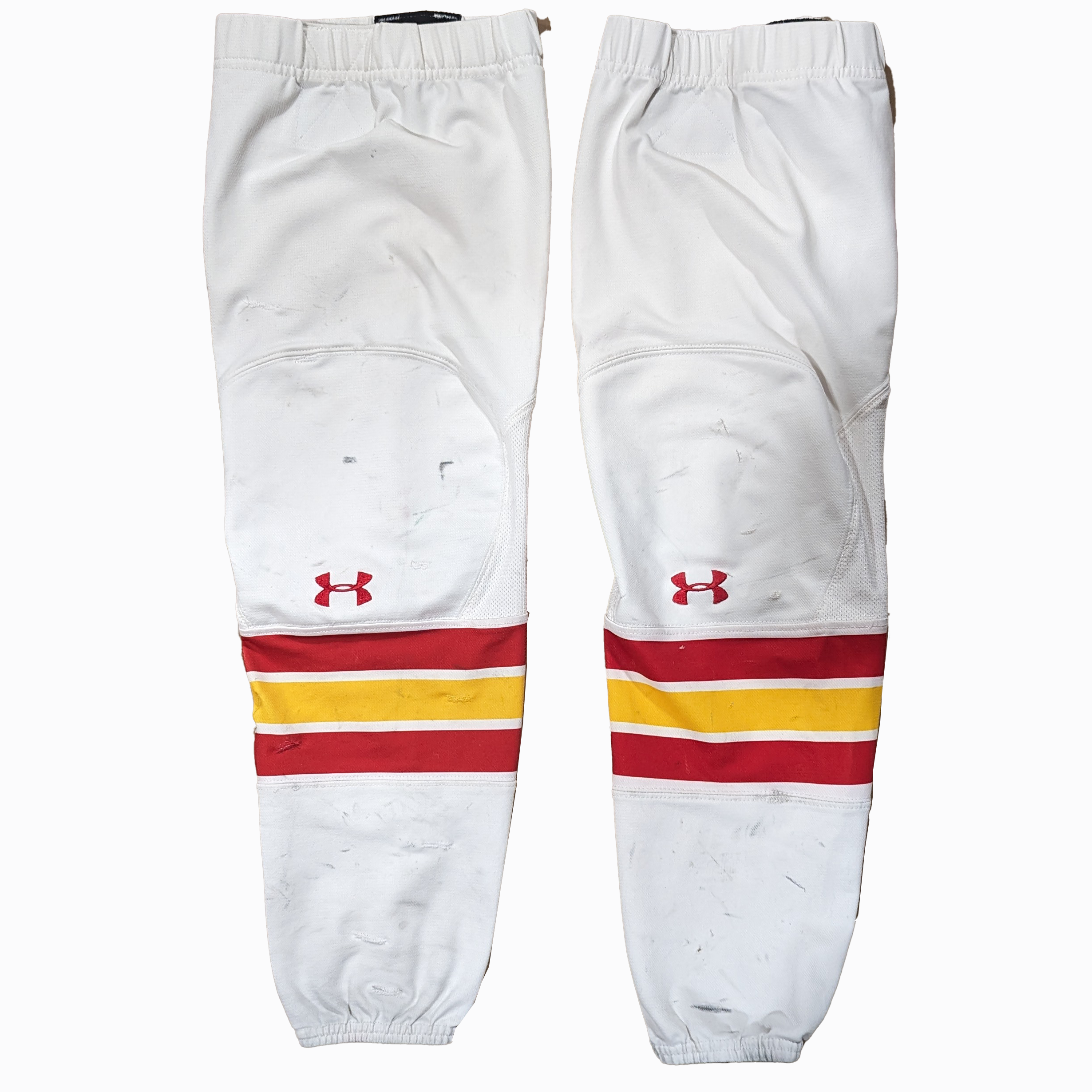 NCAA - Chaussettes de hockey Under Armour d'occasion (blanches/rouges/jaunes)